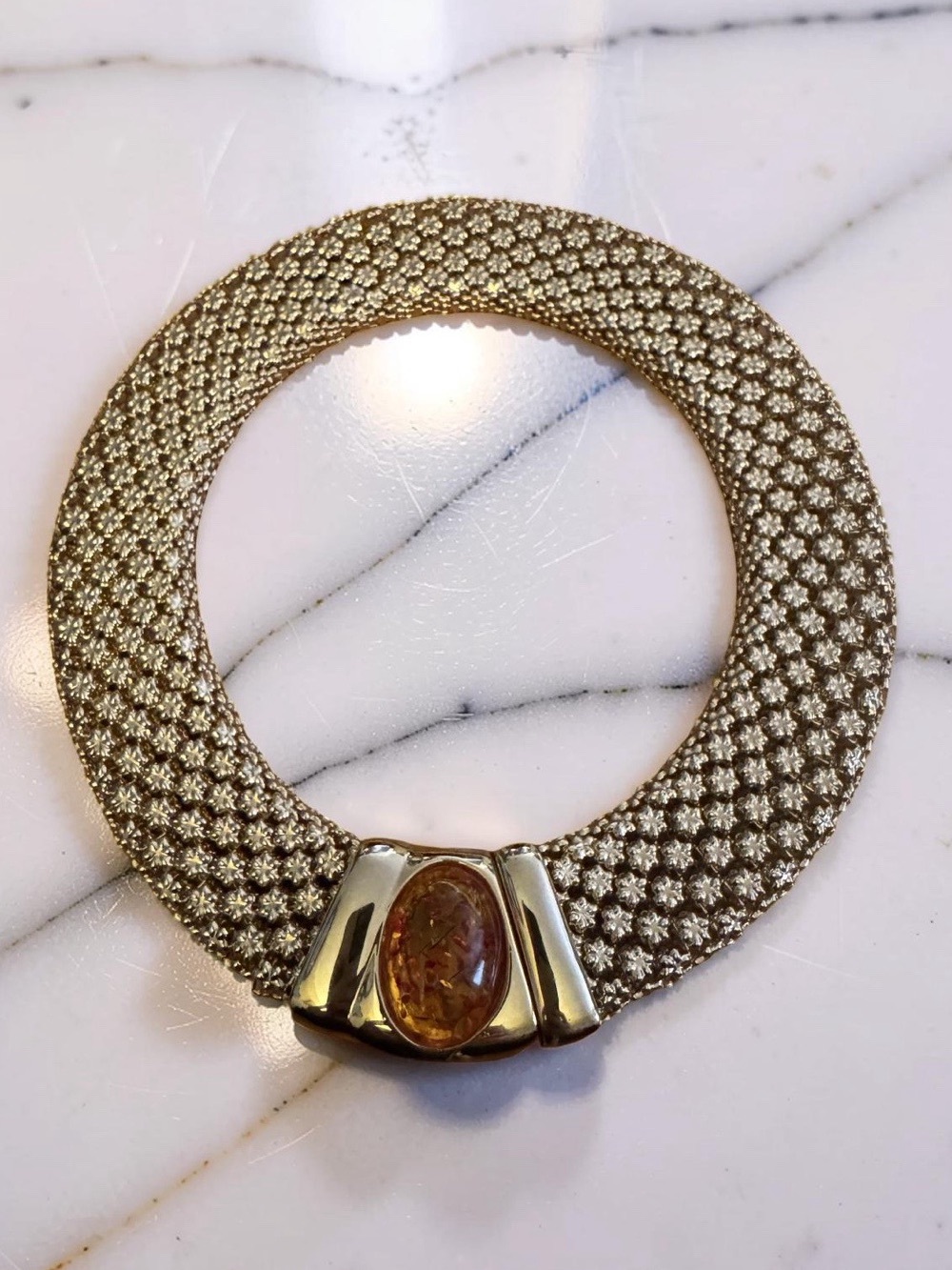 Amber Gold-tone Mesh Choker